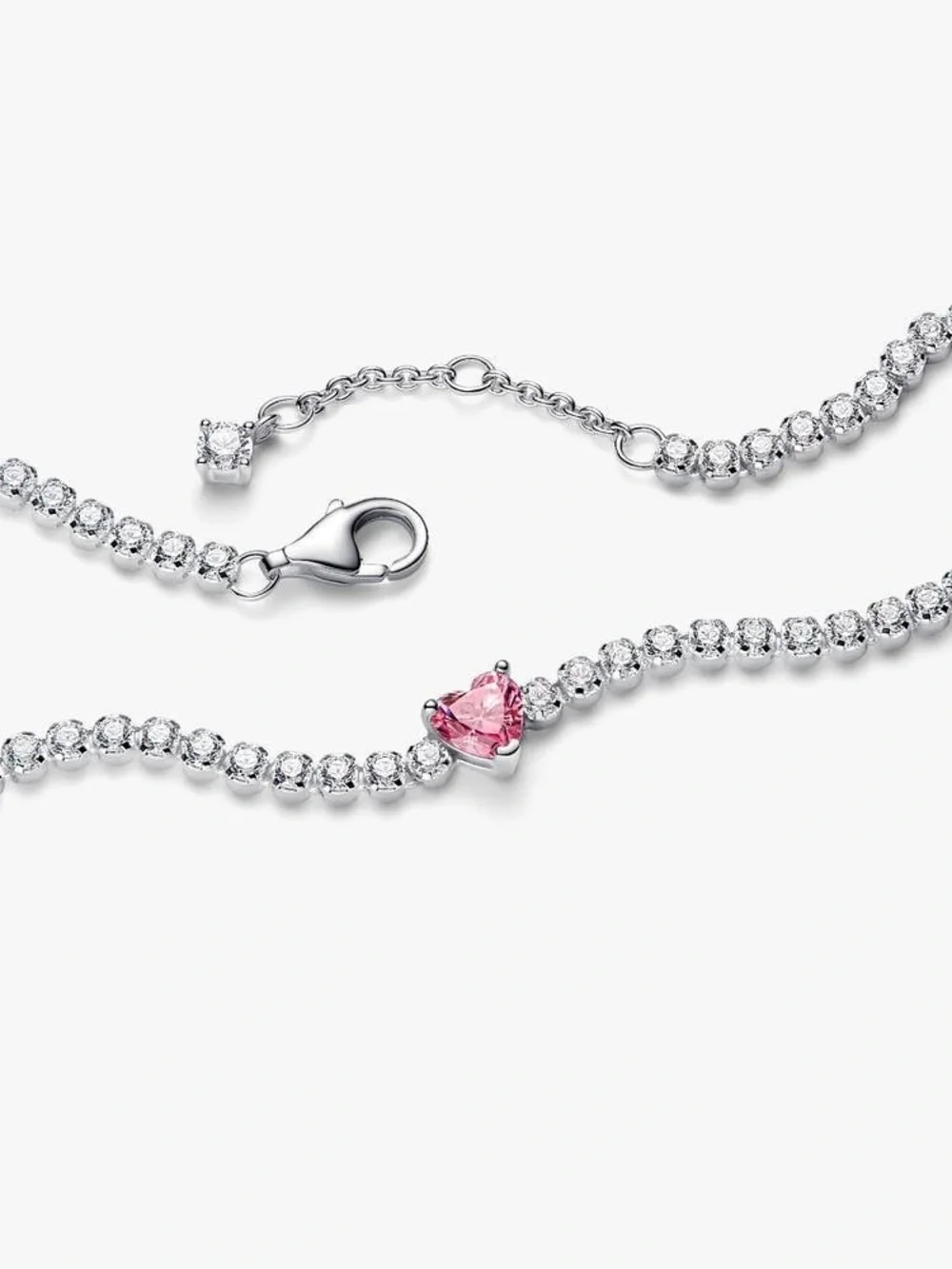 Pandora Pink Sparkling Heart Tennis Bracelet